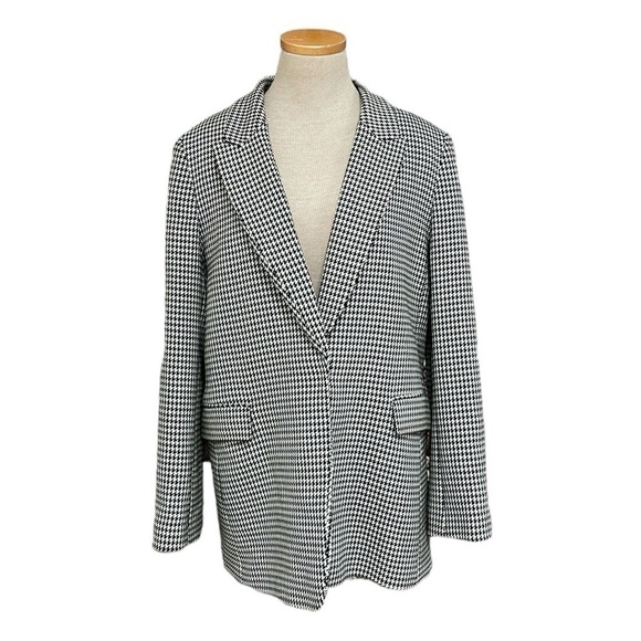 Gianni Bini Jacket Women's 10 Black White Houndstooth Collared Blazer Career - Picture 1 of 17